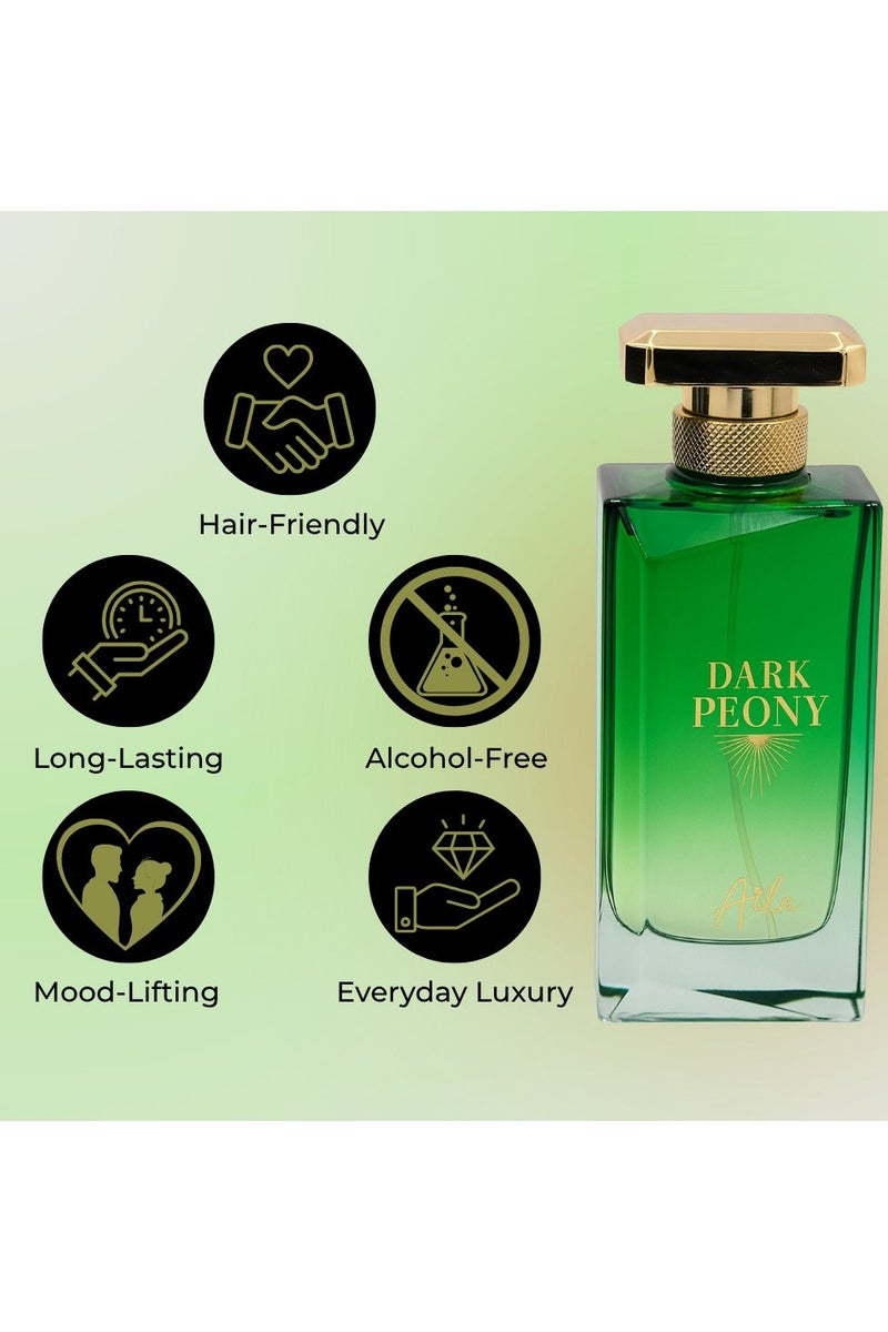 Aika 100ml Dark Peony Perfume for Women, Long-Lasting women perfume for Body & Hair, Alcohol-Free perfumes for women with Peony, Blackcurrant & Patchouli Fusion - Image 5